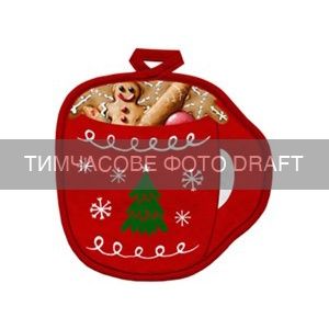 Прихватка ARDESTO Christmas Red Mug 20х20см, 100% поліестер (верх), 100% бавовна (низ), червоний