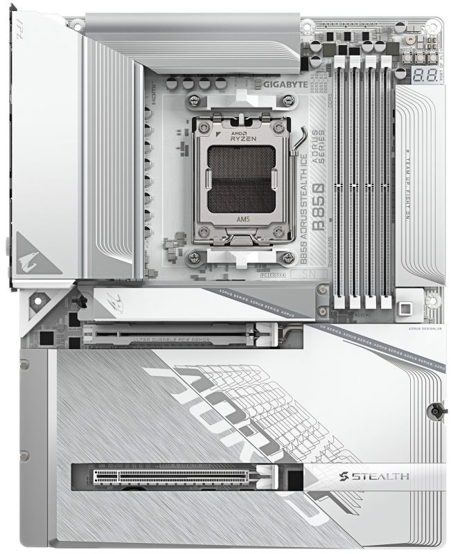 Материнская плата GIGABYTE B850 A STEALTH ICE  sAM5 B850 4xDDR5 M.2 HDMI ATX